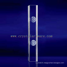 K9 3D Laser Flower Etched Crystal with Pillar Shape